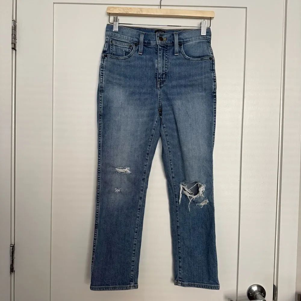 J Crew Jeans Womens 25P Blue High Rise Waist Classic Vintage Distressed Denim